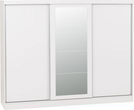 NEWBIGGIN 3 Door Mirrored Sliding Wardrobe White - 242.5cm