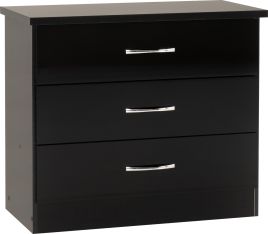 NEWBIGGIN I Black Chest of Drawers - Medium-sized, 3 Drawers