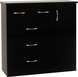 NEWBIGGIN Black Chest of Drawers - Large-sized, 5 Drawers