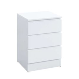 Bedside Table - TROW 3 Drawer Nightstand White 40cm