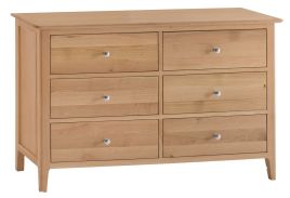 Oak Finish Chest of Drawers - PLYMOUTH Large Chest  6 Drawers