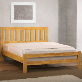 Kolachi Dreamy Haven in Solid Hardwood Bed Frame Natural Oak - Double 4ft6