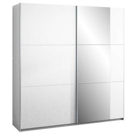 Sliding Wardrobe - OLDHAM 2 Door Mirrored Wardrobe White 151cm