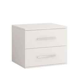 Bedside Table - NYXARIA 2 Drawer Nightstand White Matt 55cm