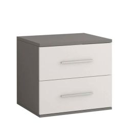Bedside Table - NYXARIA 2 Drawer Nightstand Grey 55cm