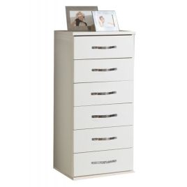 White Chest of Drawers - BUCKINGHAM Tallboy Medium Chest  6 Drawers