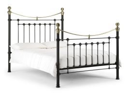 Victoria Stone White or Satin Black Brass Bed Frame-Double 4ft6 - Satin Black