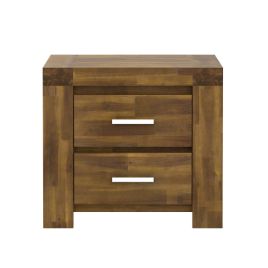 Bedside Table - LUXURIOUS 2 Drawer Nightstand Brown 59.5cm