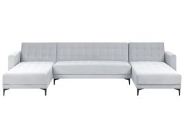 Corner Sofa - ABERVON 5 Seater U-Shaped Modular Velvet Sofa Light Grey