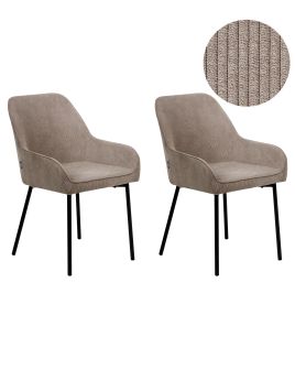 Set of 2 Dining Chairs LOVERNA Corduroy Beige