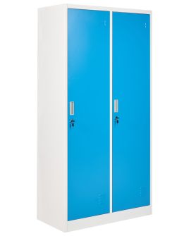 CLARESTON Metal Double Door Office Storage Locker Cabinet - Blue with White