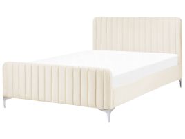 KEWAL Bedframe Velvet 140 x 200cm EU Double Bed Light Beige