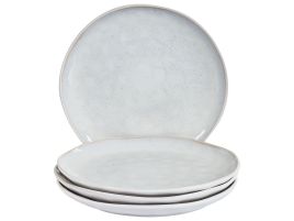 Set of 4 Dinner Plates SESAME Stoneware Light Grey
