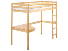LOUFI Wooden Kids High Sleeper Bedframe with Desk EU Single Size Light