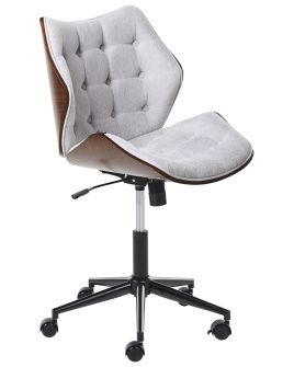 Linen Office Chair Dark Wood and Grey LOMPOC