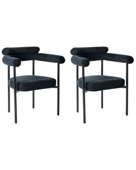 FRENDEN Fabric Dining Chairs - Set of 2 - Black