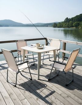 CEZEXI Garden Folding Chairs Set of 4 - Beige