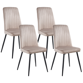 KIRBELLO Velvet Dining Chair Set of 4 - Beige