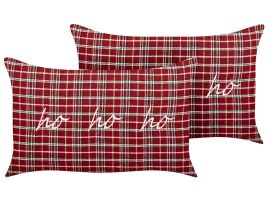 Set of 2 Decorative Cushions MOCHI 30 x 50 cm Red Christmas Pattern
