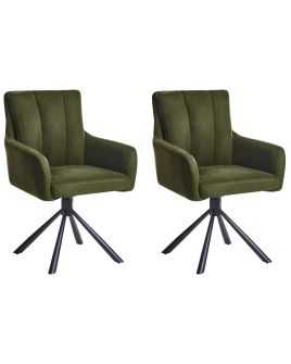Set of 2 Dining Chairs Swivel SARDOAL Dark Green
