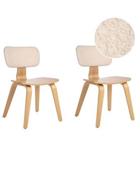 Set of 2 Dining Chairs LUCINDA Wood Light Brown