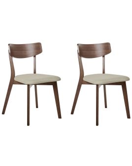 Set of 2 Dining Chairs HOPE Wood Light Beige