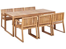 Garden Dining Set 6 Seater SASSARI II Certified Acacia Wood Light Brown