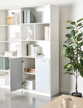 ZNHEA 2 Door Bookcase - Grey and White
