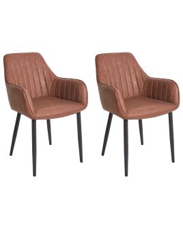 Set of 2 Dining Chairs WELLSTON Faux Leather Brown