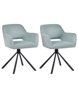 Set of 2 Dining Chairs Swivel LOURES Mint Green