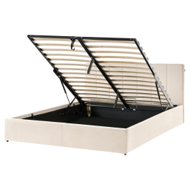 SEREN Kingsize Velvet Ottoman Storage Bedframe - Light Beige