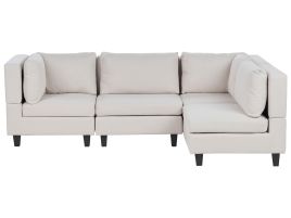 4 Seater Left Hand Modular Fabric Corner Sofa Light Beige UNSTAD
