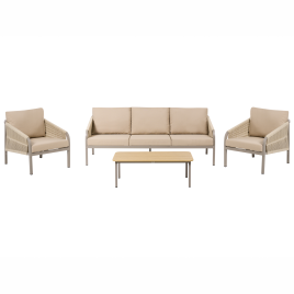 TALVORIA Metal Garden Lounge 5 Seater Set with Table - Beige
