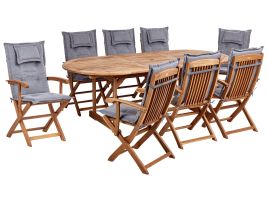 Garden Dining Set 8 Seater MAUI II with Cushions Acacia Wood Grey