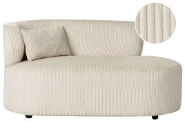STONEDEN Corduroy Fabric Left-Hand Chaise Lounge - Beige