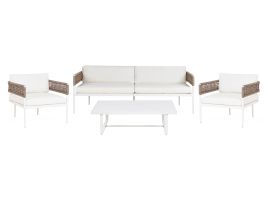Garden Lounge Set with Table 4 Seater SERLA Metal White