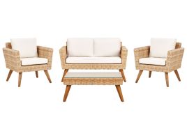 Garden Lounge Set with Table 4 Seater VITTORIA PE Rattan Off-White