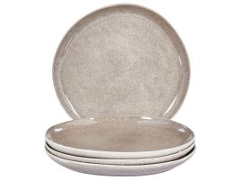 Set of 4 Dinner Plates COSTMARY Stoneware Grey