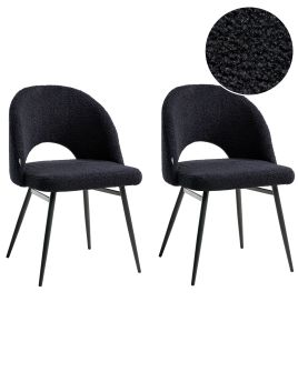 DURNESSLEY Boucle Fabric Dining Chairs - Set of 2 - Black