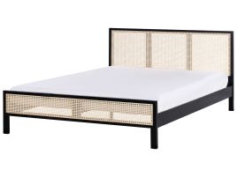 SAELRNAS Bed Pine Wood 180 x 200 cm (EU Super King) Black