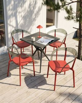 PENTARA Garden Chairs Set of 4 - Red