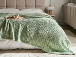 BOVERO Cotton Bedspread- Green, 150cm