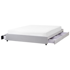 ORYEN Super Kingsize Fabric Bedframe with Storage Drawers - Light Grey