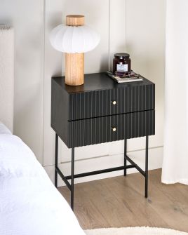 CLOURY Drawer Bedside Table - Black and Gold