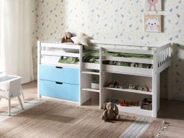 SERVILE EU Single Rubberwood Kids Bed - Blue