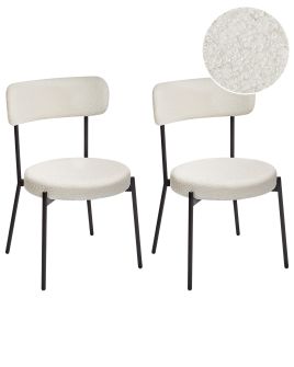 Set of 2 Dining Chairs ALLISON Boucle White