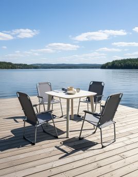 CEZEXI Garden Folding Chairs Set of 4 - Grey