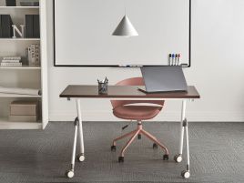 FEXUFA Foldable Office Desk - Dark Brown and White, 120cm