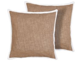 Set of 2 Decorative Cushions IANTHE Cotton 45 x 45 cm Brown Solid
