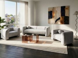 BAYUFA Fabric 4 Seater Sofa Sets - Light Beige